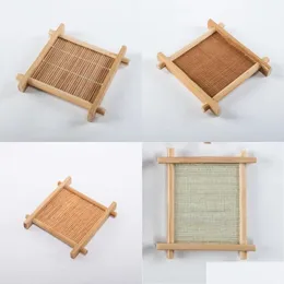 Mats Pads Handmade Cup Mat Tea Accessories Food Ceremony Bamboo Jewelry Display Coffee Coaster Dining Hall Supplies Drop Delivery Dhjsc