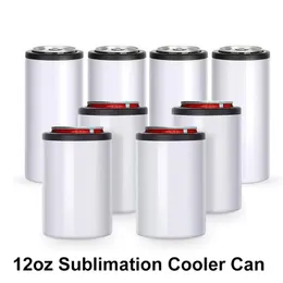 Kundenspezifische 12-Unzen-Universal-4-in-1-Slim-Bierbecher, doppelwandiger, vakuumisolierter Sublimationsrohling aus Edelstahl, Kühldose 1019