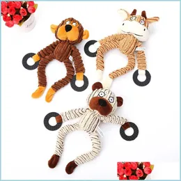 Dog Toys Tuggar Dog Corduroy Squeaker Toys Monkey Cattle Bear Funny Molar Tooth Squeaky Chew Toy Puppy Pet Articles 8 9pe UU Drop D Dhueq