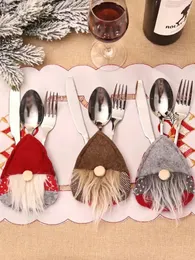 حقيبة أدوات المائدة السويدية سانتا جنوم أدوات المائدة الشوكة شوكة حامل أدوات المائدة الفضية حقيبة عيد الميلاد حفل عشاء ديكور المنزل RRE15201