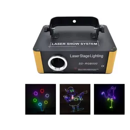 AUCD 500MW RGB Fullcolor Lazer Aydınlatma Animasyon Tarama Projektör Işıkları Küçük SD Kart Düzenleme Programı DMX DISCO CLUBS KTV Pro DJ Partisi Gösterme Sahne Aydınlatma SD-RGB500