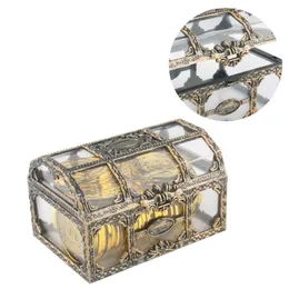 Retro Plastic Transparent Pirate Treasure Box Party Supplies Crystal Gem Jewelry Storage Organizer Trinket Keepsake Treasure zxf 20