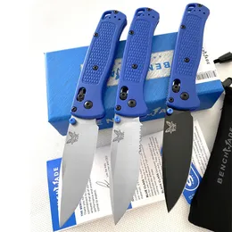 Benchmade 535/535s Bugout Складной нож AXIS 3,24 дюйма Mark S30V Satin Plain Blade Синие нейлоновые ручки из стекловолокна Карманные ножи Инструменты для повседневного использования на открытом воздухе 550 537 560 556 555 533 781