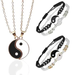 Tai chi par armband halsband set f￶r kvinnor m￤n v￤nner yin yang parade h￤ngen charms fl￤tade kedje￤lskare armband halsband