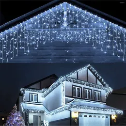 سلاسل زخارف عيد الميلاد للمنزل في الهواء الطلق LED الستار Icicle String Light Street Garland في منزل الشتاء تزيين