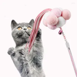 Cat Toys Toy Stick Feather Pompom Tassel Interactive Spela Funny Pole Young Fairy Supplies