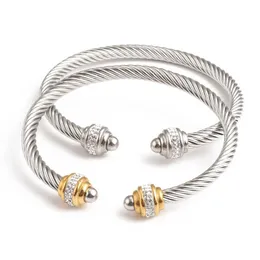 Braccialetto in acciaio inossidabile di moda Nuovo braccialetto di torsione a forma di C di zirconi colorati per le donne Accessori regalo di gioielli di lusso per feste regolabili S65