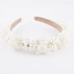 Headpieces White Pearls Flowers Bridal Hair Accessories Tocado Novia Vintage Women Headband Bandeau De Mariage