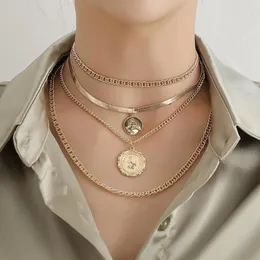 CHOKER ZUOWEN FADAY Женская луна кросс -монеты подвески Бохо для женщин многослойное колье с длинной цепью 2022