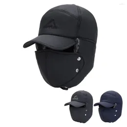 Boinas de chapéus de bombardeiro de algodão de inverno para homens mulheres ao ar livre, Proteção de orelha de ouvido Caps de esqui com máscara Presente do ano