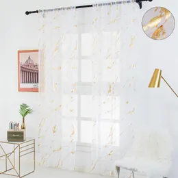 Curtain Bronzing Window Drap Gauze Rod Pocket Valance Sheer Marble Draperies Tulle Home Decoration D30