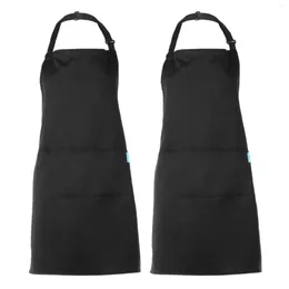 Aprons 2pcs Men Lady Woman Apron Home Kitchen Chef Restaurant Cooking Baking Dress Fashion With Pockets