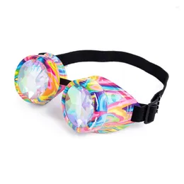 Solglasögon C.F.GOGGLE Rave Retro Steampunk Goggles Unisex Cool Rainbow Color Punk DIY Glasögon Kristallglas Lens Cosply