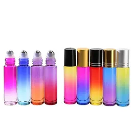 Color gradient 10 ml Glass Essential Oils Roll-on Bottles with Stainless Steel Roller Balls Roller Bottles 9 Colors222e
