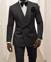 Tuxedos de noivo de borboleta preta Jacquard em relevo o padr￣o tridimensional de blazer masculino de blazer masculino de peito blazer de vestido de noiva