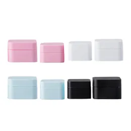 Plastic PP Skincare Cream Jars Refillable Bottle Matte Pink Blue White Black Empty Cosmetic Packaging Portable Square Eye Cream Pots Container 5g 10g 20G 30G 50G