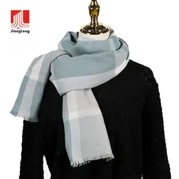 Lenços wholale feminino personalizado xale de inverno poli/rayon mistura de xadrez escarpado lenço xadrez macio de pashmina
