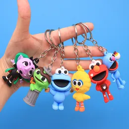 Decompresión Toy Kawaii Sesame Street Keychain Doll Soft Squishy Key Rings Mochila para el auto Keyholder Regalos de hebilla de llave para niños D18