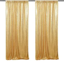 Party Decoration Reusable 2ftx8ft Gold Sequin Backdrop Curtains Glitter Wedding Backdrops Sparkle Birthday Bridal Po Background Drapes