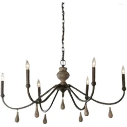 Chandeliers Style Classic LED CHANDELIER 6 CABEÇAS RETRO FRANCÊNCIA CUMPELO CAMPONAGEM SALA DE DINA