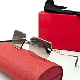 ユニークなデザイナーサングラス女性メンズユニセックスヴィンテージ眼鏡スクエアブラックピンクブラウンレンズリムレスカルティサングラス六角ゴールド眼鏡 C 装飾眼鏡