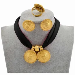 ثاث yo لتقوم بها بنفسك حبل سلسلة مجوهرات اثيوبية مجموعة الذهب اللون إريتريا العرقية نمط Habesha قلادة أقراط الطوق # 217106 210720