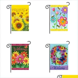 Gartendekorationen 30 x 45 cm, Rasen dekorieren, Sonnenblumen-Flaggen, wasserdichte Verschlüsselung, Leinen-Flagge, Festival-Banner, einfach zu installieren, schön für Dhsca