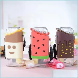 Inne świąteczne zapasy imprezy Summer Cute Ice Donut Bottle Water Cream Leakproof Watermelon Creative Portable Square Cup ze Tr Dhzuq
