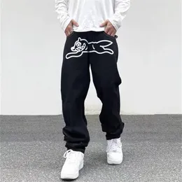 Męskie dżinsy ropa pies nadruk streetwear men Hip Hop workowate dżinsy spodnie Y2K ubrania proste luźne gotowe dżinsowe spodnie pantelones vaqueros 221019