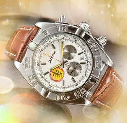 Todos os mostradores funcionam masculino, stopwatch de 43 mm de quartzo importado Sapphire cistica Full funcional pleno genu￭no cinto elegante cl￡ssico atmosfera wristwatch