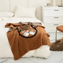 Blankets Knitting Tiger Patter Half Fleece Blanket Soft Comfortable Throw Couch Sofa Nap Cover Outdoor Picnic Mats