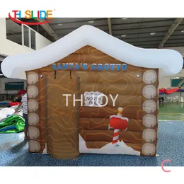 Free ship outdoor activities 4x3m Outdoor christmas Decoration Blow Up inflatable santa Claus grotto tent House for sale