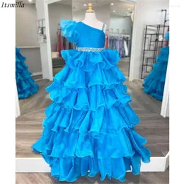 Girl Dresses Itsmilla A-line Cascading Organza Ruffle Flower For Weddings Beaded Belt Single Straps Kids Birthday Party Gowns