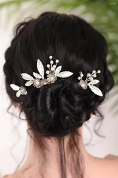 Headpieces Silver Pearl Matal Flower Crown Handmade Hair Pin And Comb Women Jewelry Wedding Headdress Birde Accessories