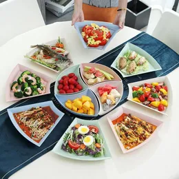 Plates Creative Wheat Straw Platter Set Combination Plate Fruit Salad Nrowers Tray Hushållens bestick fläktformade bordsartiklar