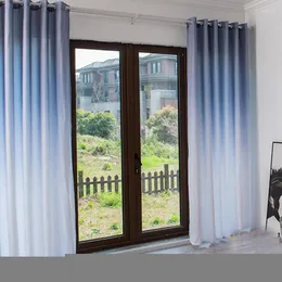 Curta Fantasy Pure Color Superior gradiente para o quarto Painel de janela Cinza azul semi-shading Room