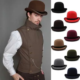 Beanie/Skull Caps Men Women Wool Blend Oval Top Bowler Hats Woolen Fedora Caps Trilby Classical Derby Sunhat Adjustable UK M-L US 7 1/8-7 3/8 T221025