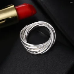 Br￶llopsringar Hoy Silver Nine Circles Ring For Women Fashion Folk-Custom Party Christmas Gift Brands Fine Jewelry