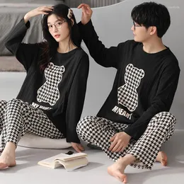 Men's Sleepwear QUHENG 2022 Est Men's Pajama 2 Pieces Set Long Sleeve Winter Thick Warm For Couples Casual Loose Home Costumes