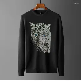 Erkek Sweaters Örgü Kıkıcı Artı Kazak Rhinestone Parlak Büyük Boy Street İnce Erkek ve Kadın Kazak Kış Yuvarlak Boyun