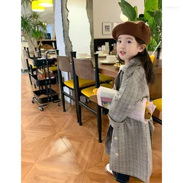 Coat Mila 2022 Spring Autumn Girls Casual Elegant Plaid Trench Children Korean Fashion Loose Long Jacket Topcoat Kids Clothes