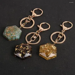 Keychains Natural Stone Chip Gravel Orgone Pendant Key Rings Tourmalines Amethysts Orgonite Energy Amulet Keychain Healing Reiki Jewelry