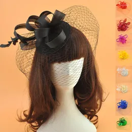 Cabeças Fascinadoras Fascinadoras para Mulheres Pillbox Hat Festa de Casamento Derby Banqueto Real Tule Face Véias