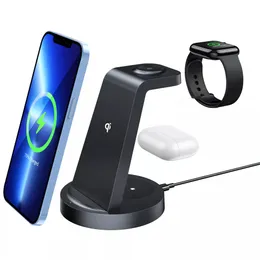 QI 15W 3 DER 1 Kablosuz Şarj Cihazı QC 3.0 Hızlı Şarj Standı İPhone 14 Pro MAX/14 Plus/13/12 Samsung S22 AirPods 3 2