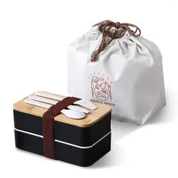 Servis uppsättningar japanska traditionella bento box 2 tier läcksäker lunch för arbetsbordsartiklar skål container fyrkant