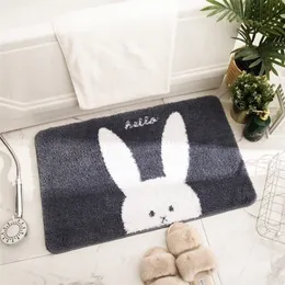 Cartoon Animal Bedroom Door Mat Non-Slip Mattor Furry Mat Rabbit Mat Söt hem badrum balkong dörröppning Hall absorberande dörrma