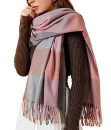 Lenços quentes xale longo de inverno envolve grande scarv knit cashmere sentir lenço xadrez para mulheres