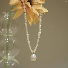 Ras du cou à la mode baroque perle pendentif collier 3 forme différente irrégulière d'eau douce 2022 facile collocation bijoux