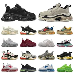 Fashion Casual Shoes Platform Sneakers Mens Trainers Black White Beige Dark Grey Orange Green Bred Silve r Jogging Walking Triple S Designer Men Women Sandals Shoes