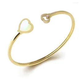 Bangle Open Bransoleta Peach Heart Opal Mankiet na prezent Walentynki